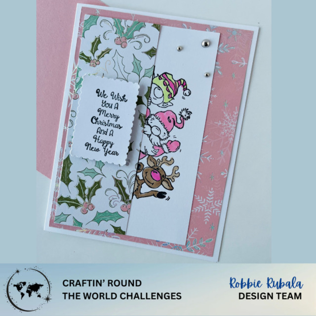 Fun peeking stamp for Craftin' Round the World