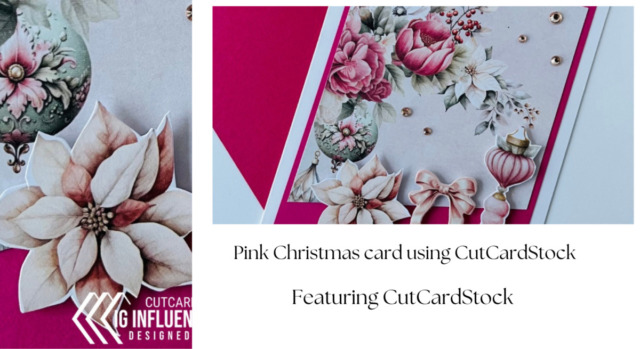 Pink Christmas card using CutCardStock