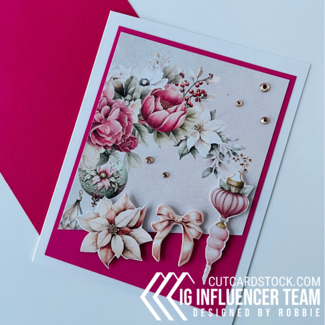 Pink Christmas card using CutCardStock