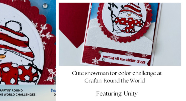 Cute snowman for color challenge at Craftin’ Round the World