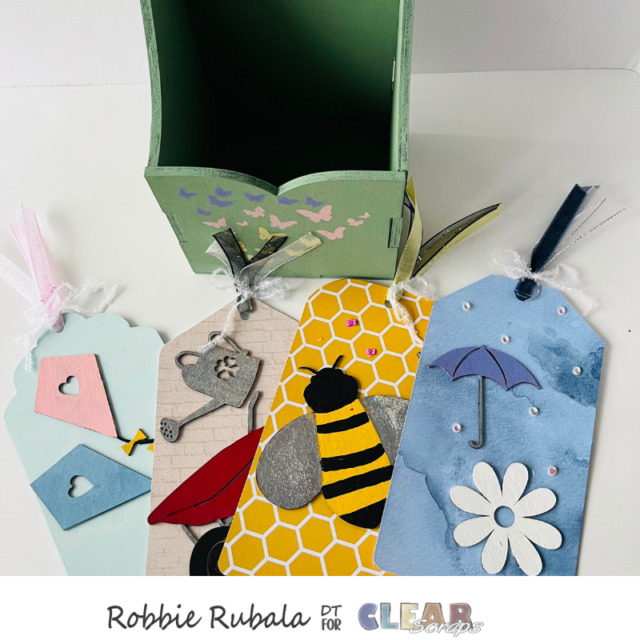 Tag box with tags for Clear Scraps