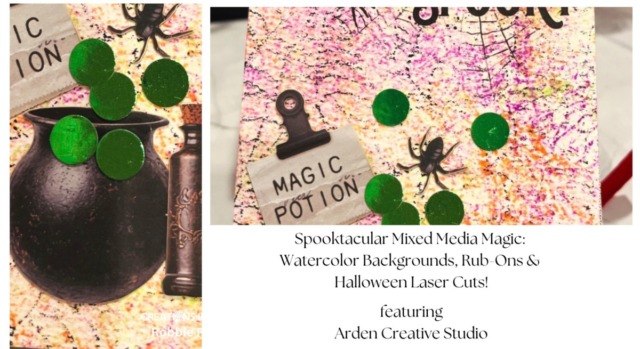 Spooktacular Mixed Media Magic: Watercolor Backgrounds, Rub-Ons & Halloween Laser Cuts!
